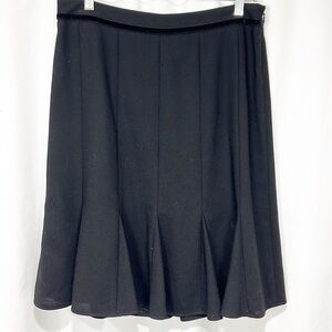 Ann Taylor Loft Black Pleated Velvet Accent Skirt Wool size 10